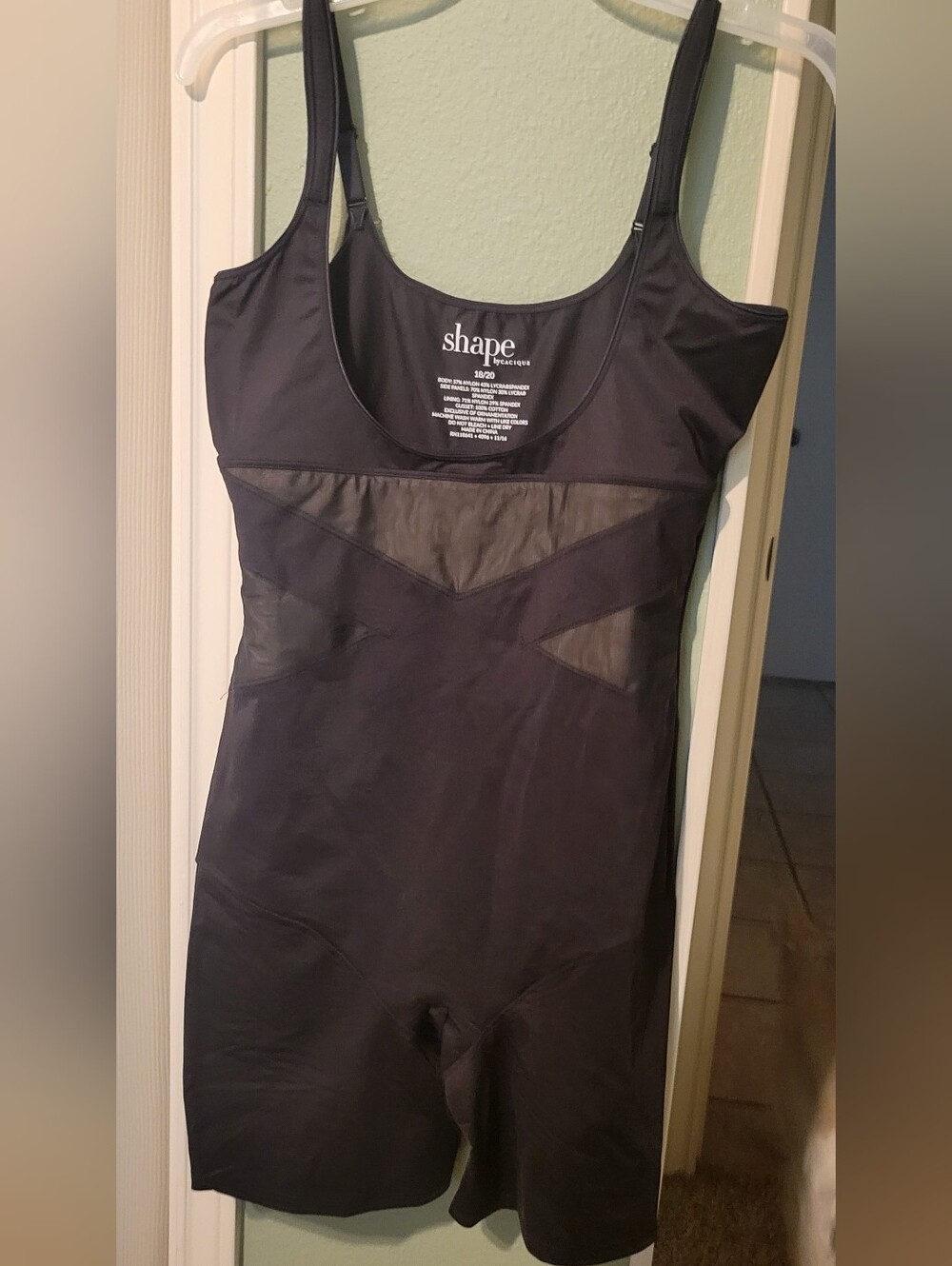 Cacique Black Shaping Bodysuit with Mesh Panels